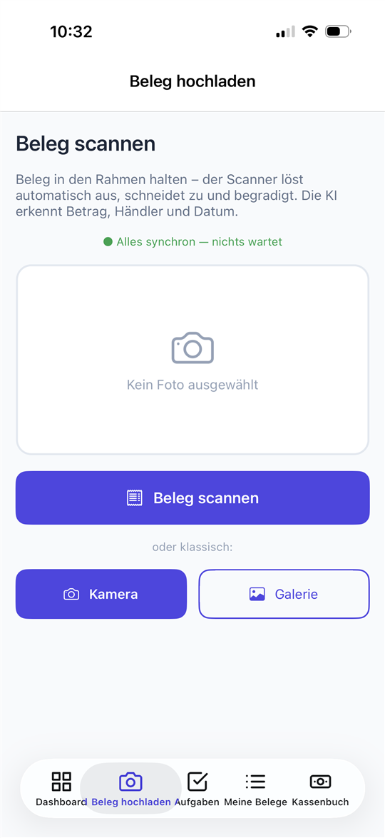 Fynera-App: Beleg scannen